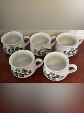 Denby Vintage Shamrock Langley Stoneware 5 Teacups